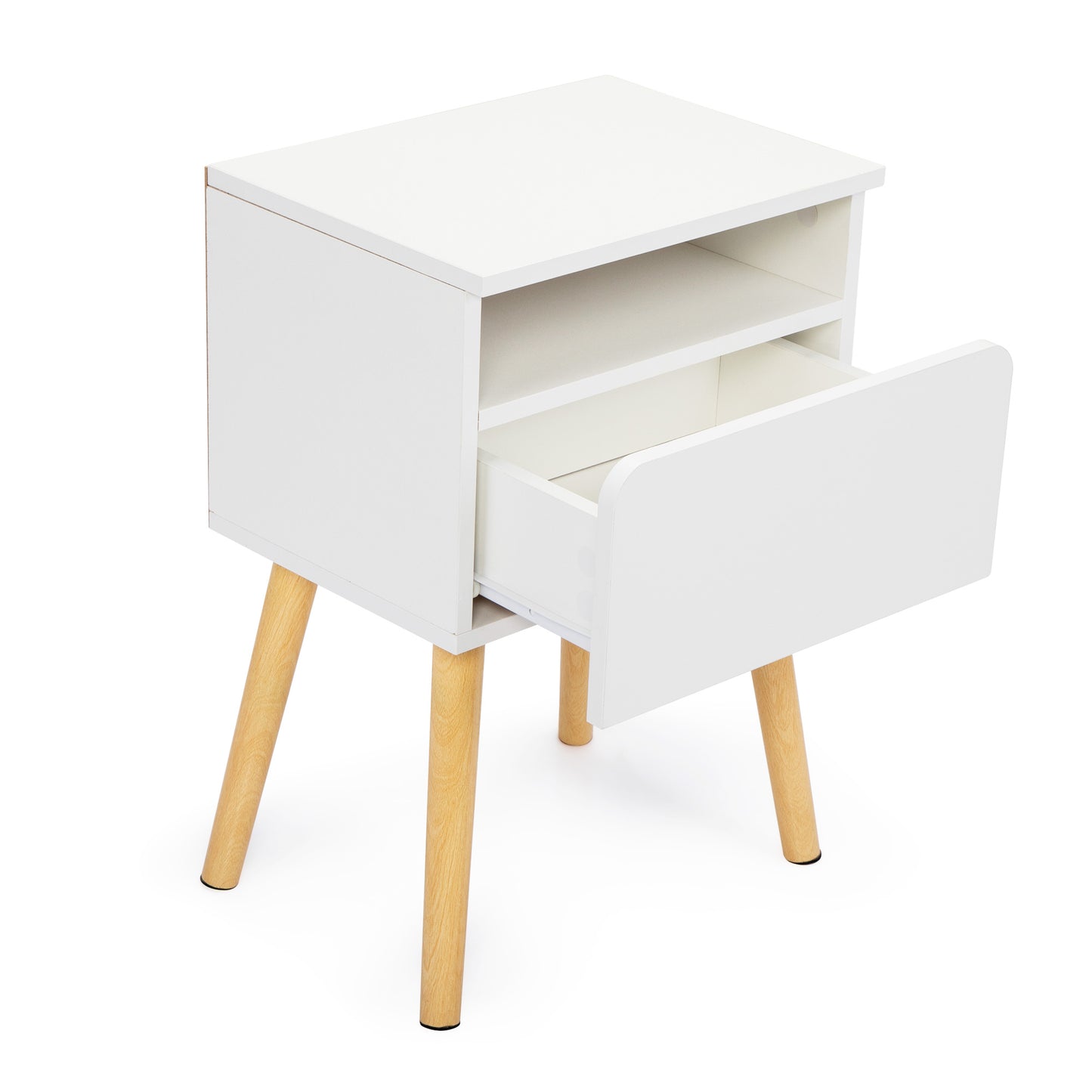 SYNGAR End Table Set of 2, Modern Bed Side Table Nightstand with Drawers, Bedside Table for Bedroom, White, LJ161