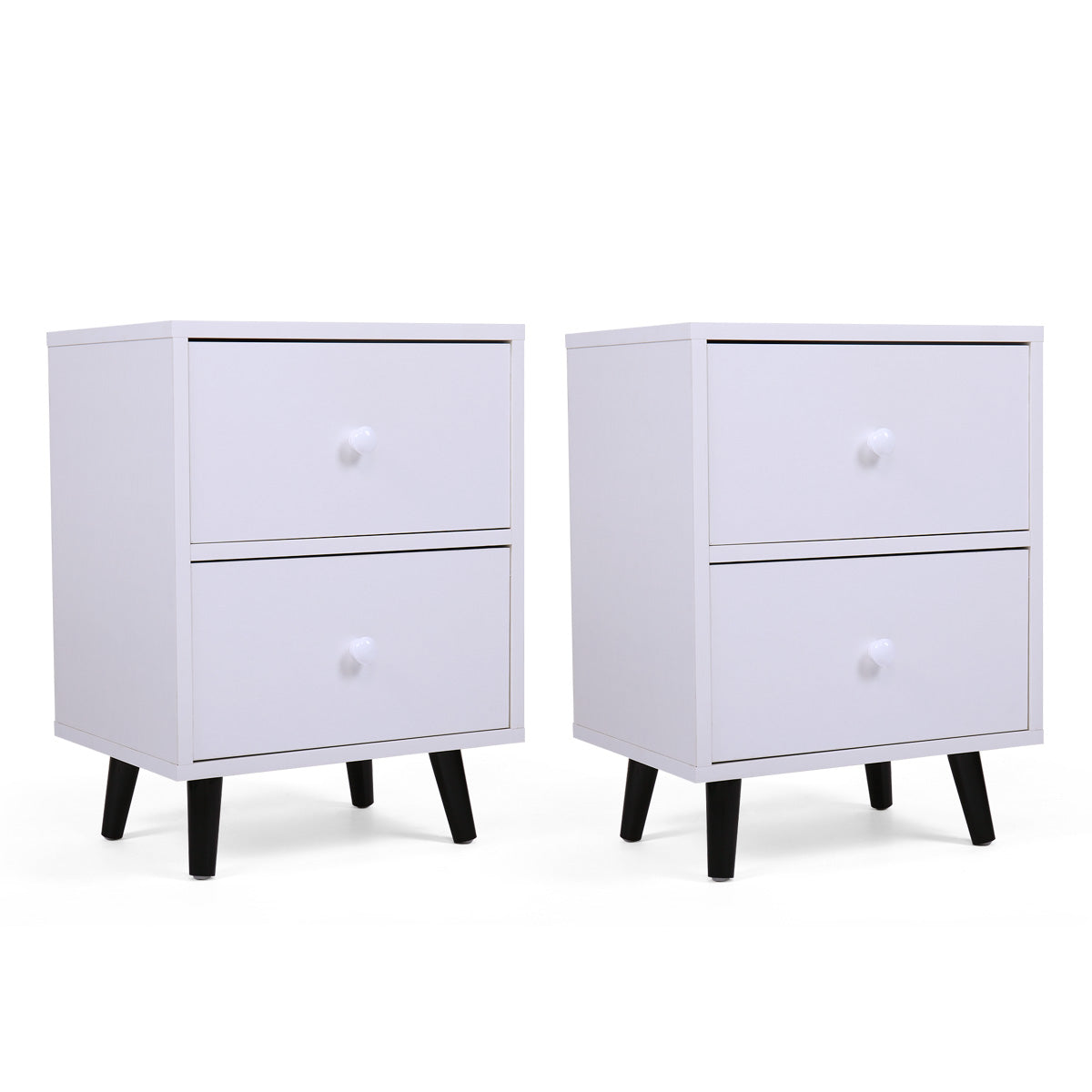 SYNGAR Nightstand Set of 2, White Nightstand Low Foot with and 2 Drawers, Side Tables End Table for Living Room Bedroom