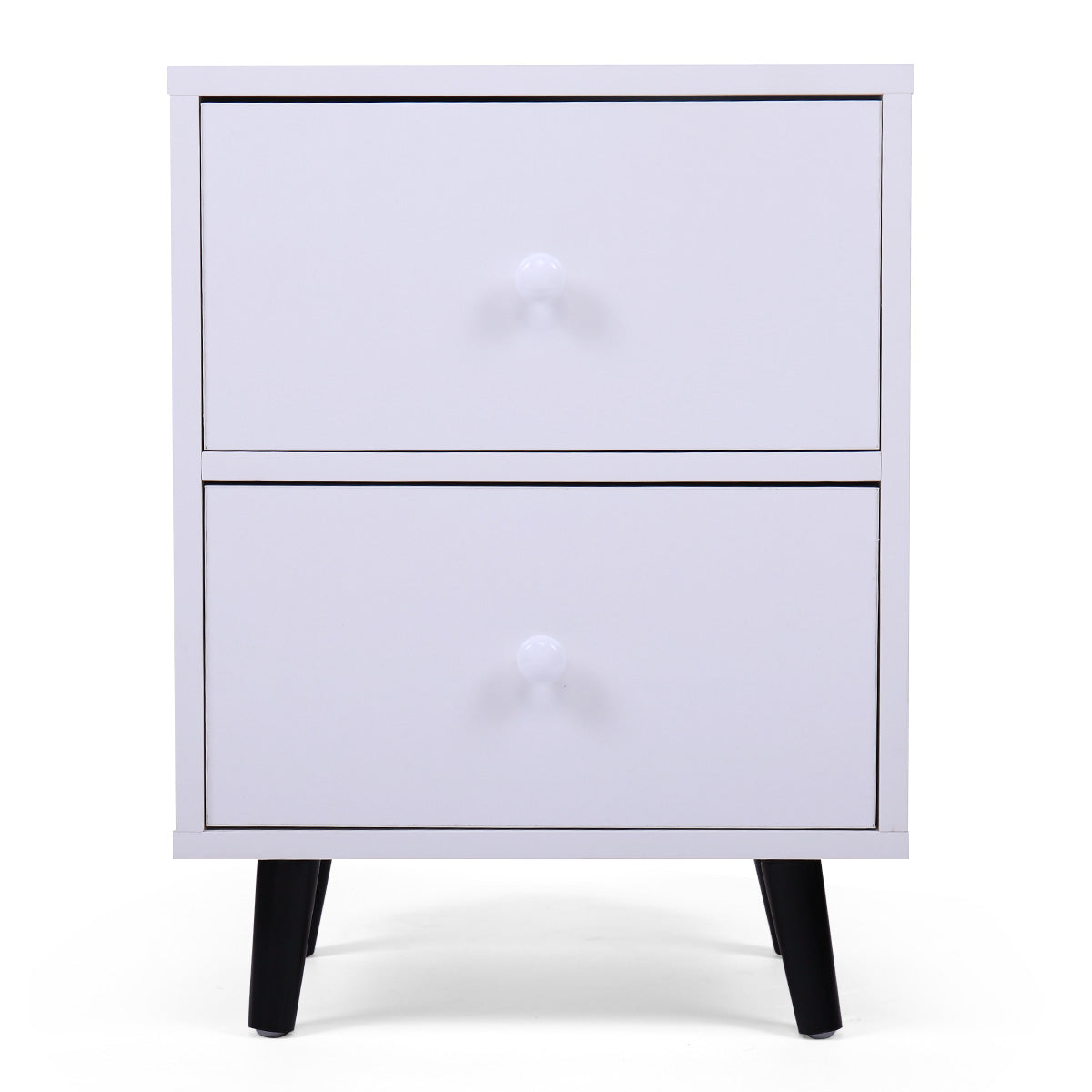 SYNGAR Nightstand Set of 2, White Nightstand Low Foot with and 2 Drawers, Side Tables End Table for Living Room Bedroom