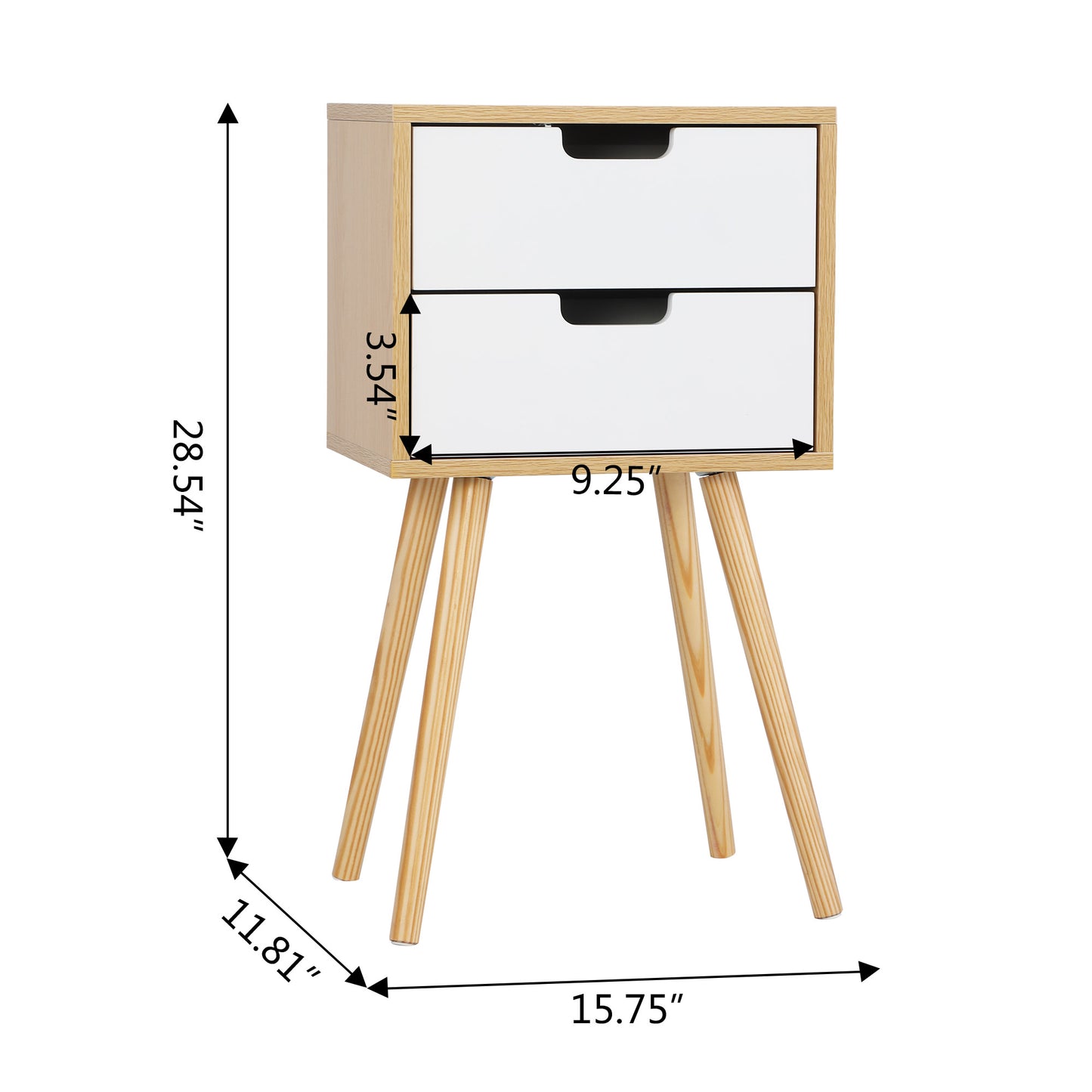 SYNGAR End Table Set of 2, Modern Small Bed Side Table Nightstand with 2 Drawers, Bedside Table for Bedroom, White, LJ173
