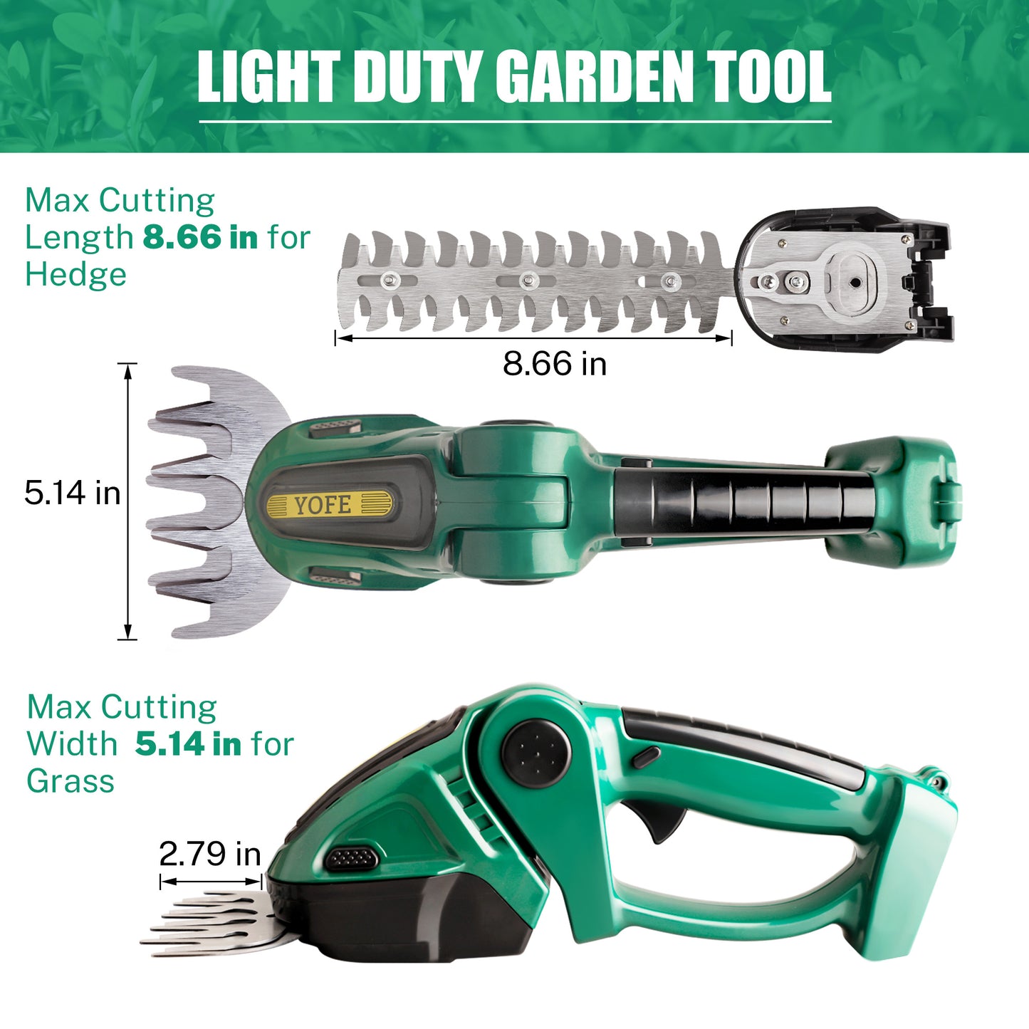 SYNGAR 2-in-1 Cordless Grass Shear & Shrubbery Trimmer, 21V Electric Handheld Hedge Trimmer Grass Cutter, with Rechargeable Battery and Charger, for Yard Lawn Garden Care, Y012