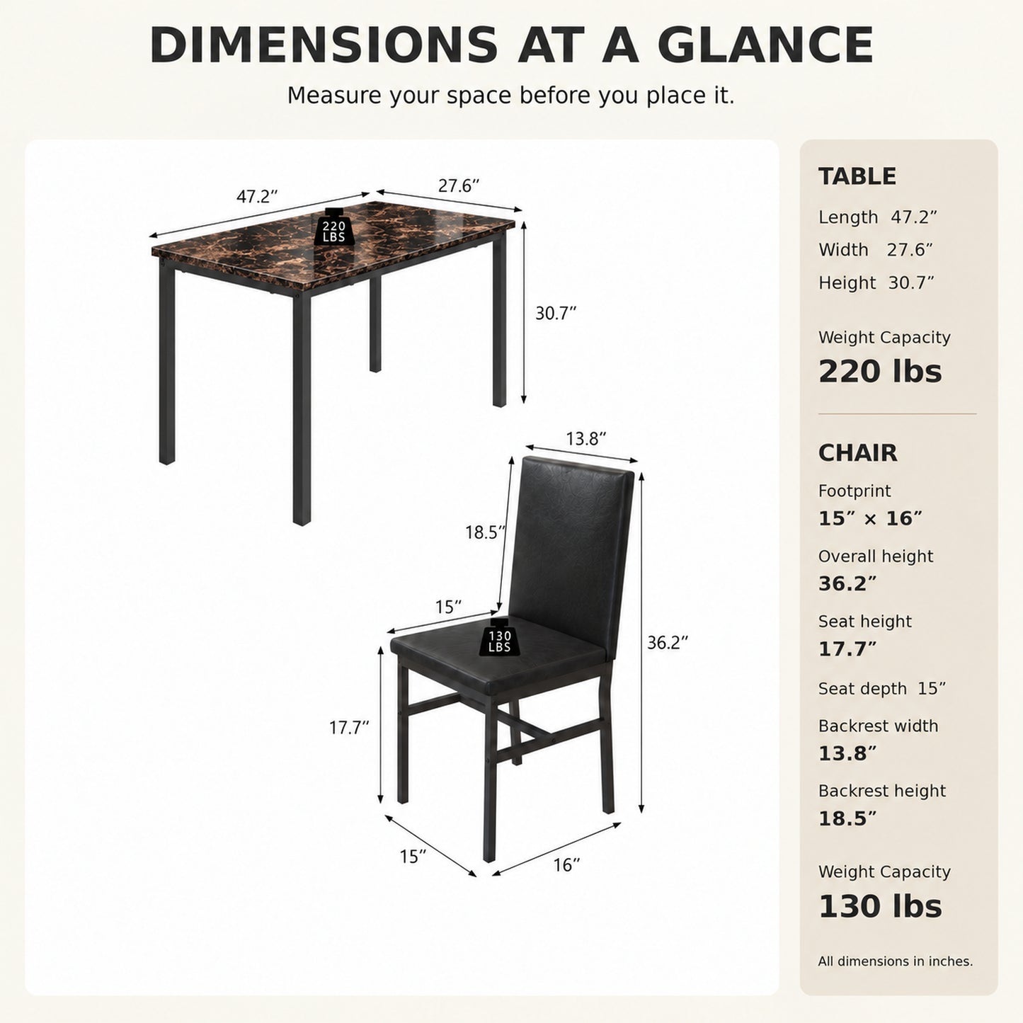 SYNGAR 7 Piece Dining Set, Modern Dining Table and Chairs Set for 6, Kitchen Dining Table Set with Faux Marble Tabletop and 6 PU Leather Upholstered Chairs, for Small Space, Breakfast Nook