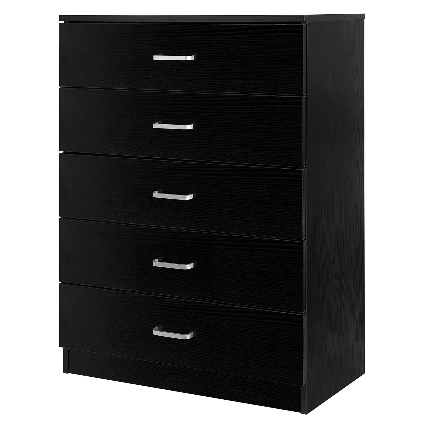 SYNGAR Black 5 Drawer Dresser, Chest of Drawers for Bedroom, Modern Storage Cabinet Dresser Organizer Unit with Handle for Living Room, Closet, Hallway, Nursery