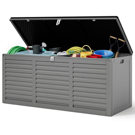 130 Gallon Outdoor Storage Box, Multi-function Deck Box for Organization & Storage, And As a Bench