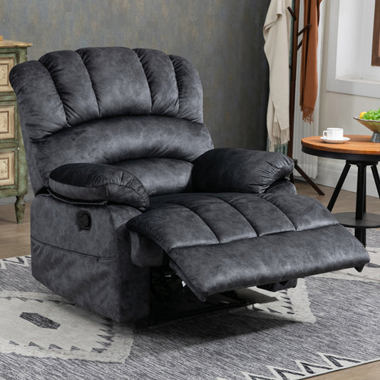 HSUNNS Oversized Manual Recliner Chair for Adults, Modern Fabric Reclining for Living Room, Single Sofa Home Theater with 2 Pockets, Easy Assembly, Gray