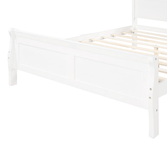 SYNGAR White Solid Wood Queen Bed Frame with Headboard and Footboard, No Box Spring Needed