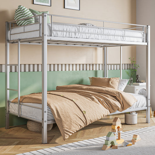 SYNGAR Metal Twin Over Twin Bunk Beds, Twin Bunk Beds for Kids Teens Adults, Industrial Bunkbed No Box Spring Required, Black