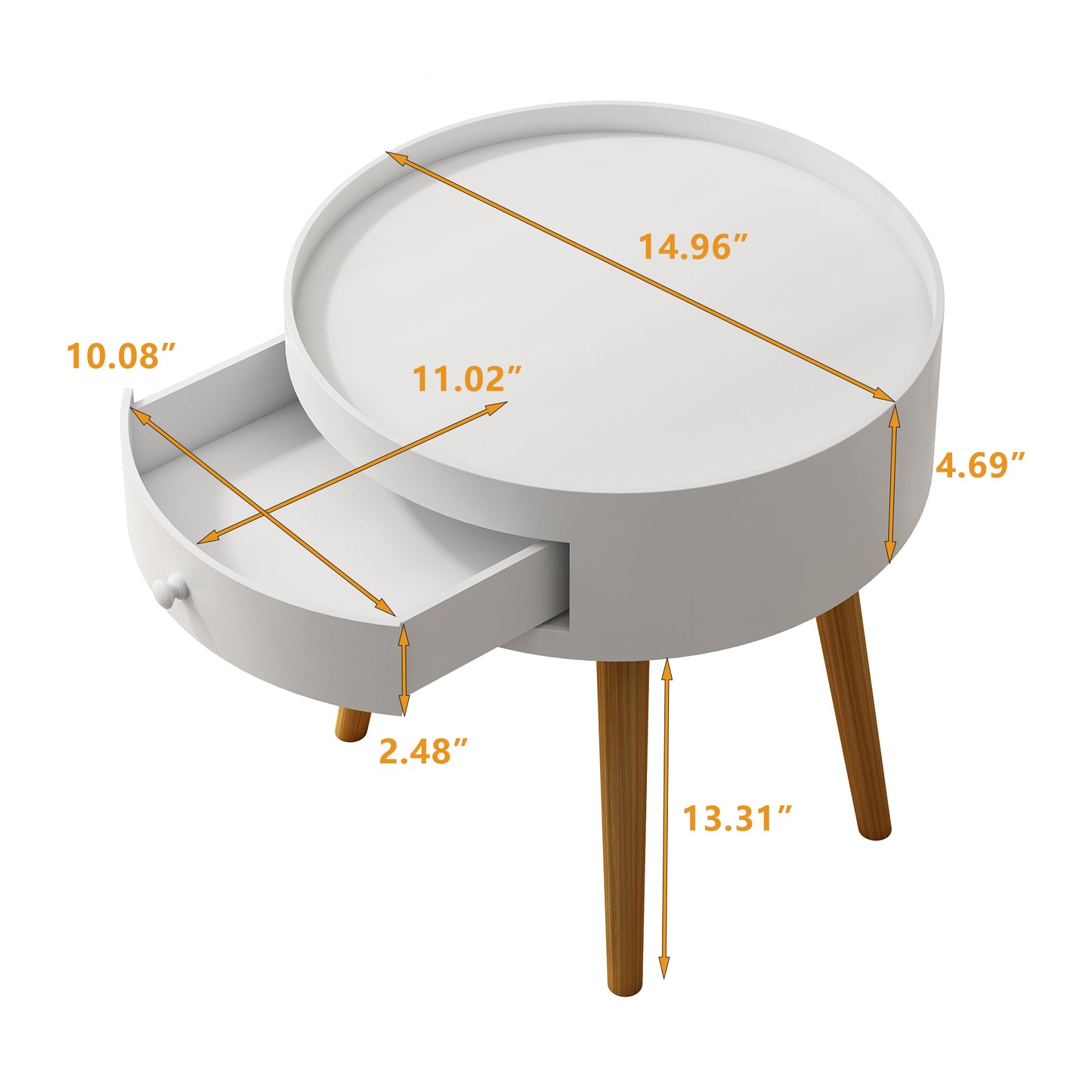 SYNGAR Modern Coffee Tables for Living Room, Cocktail Table Coffee Table with Drawer and Sturdy Wood Legs, Sofa Center Table Tea Table for Bedroom Apartment, Reception, White