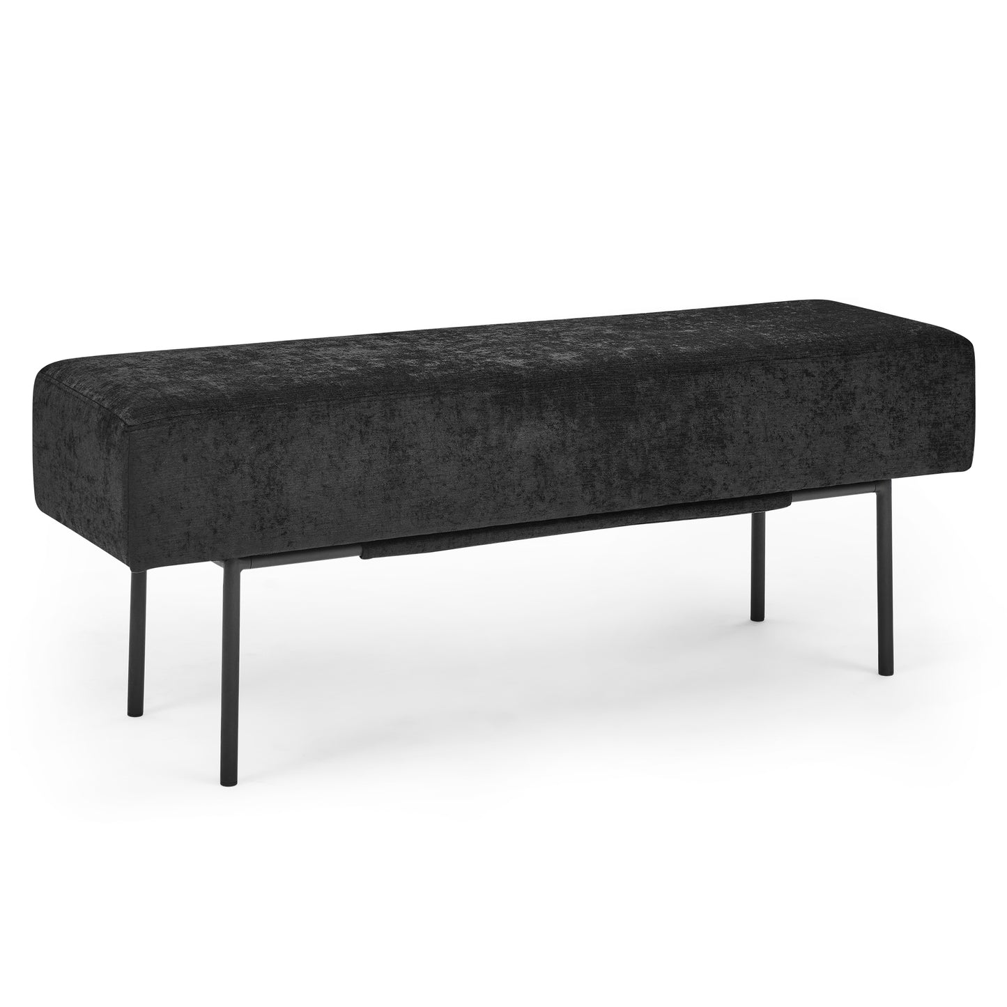 SYNGAR Entryway Bench, Fabric Upholstered Seat Footstool, Rectangular End of Bed Bench with Metal Legs, Ottoman Bench Seat for Bedroom Living Room Hallway, Modern Home Furniture Bed Bench, Black