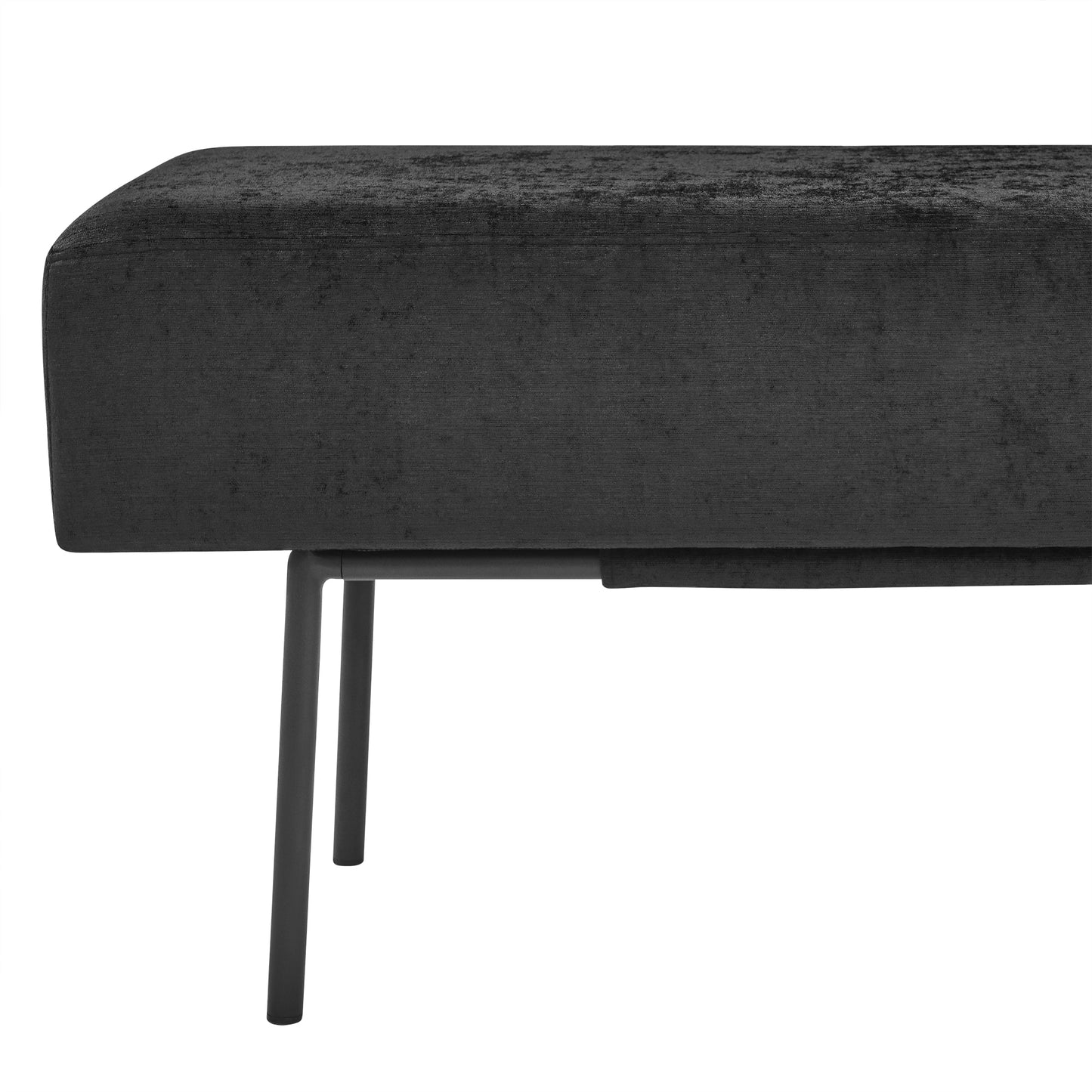 SYNGAR Entryway Bench, Fabric Upholstered Seat Footstool, Rectangular End of Bed Bench with Metal Legs, Ottoman Bench Seat for Bedroom Living Room Hallway, Modern Home Furniture Bed Bench, Black