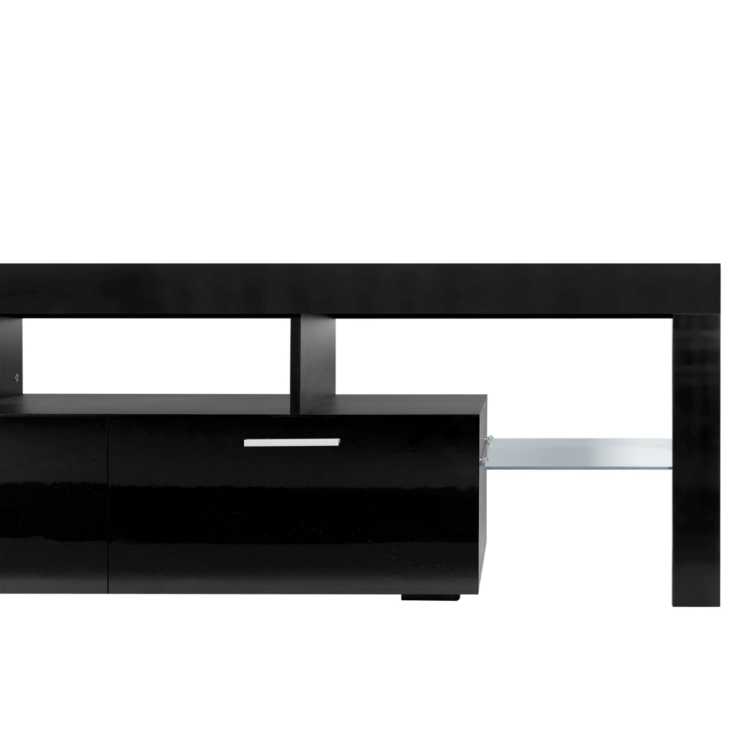 SYNGAR Modern TV Stand for TV up to 80 inches, TV Table Stand with 16-Color LED Lights, TV Console Table with Storage, Black, 71"L×16" W×20"H