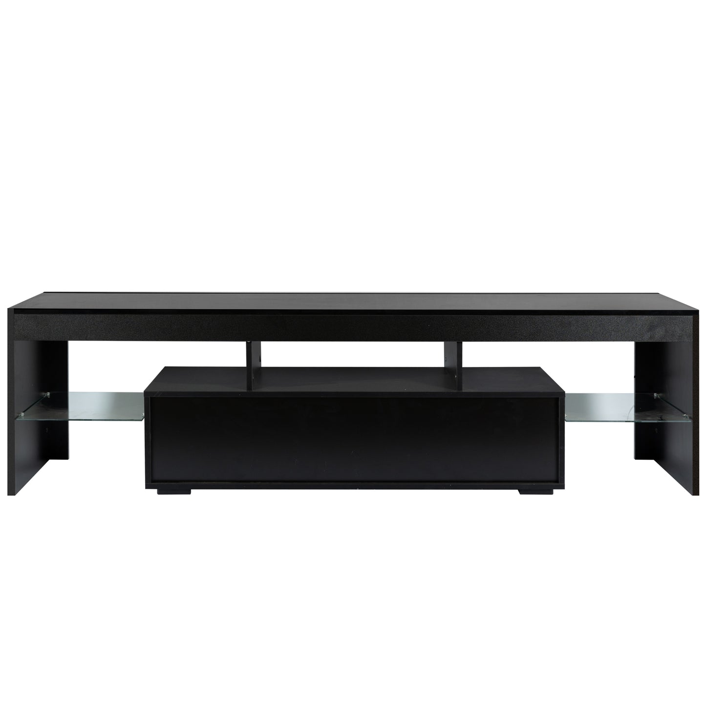 SYNGAR Modern TV Stand for TV up to 80 inches, TV Table Stand with 16-Color LED Lights, TV Console Table with Storage, Black, 71"L×16" W×20"H