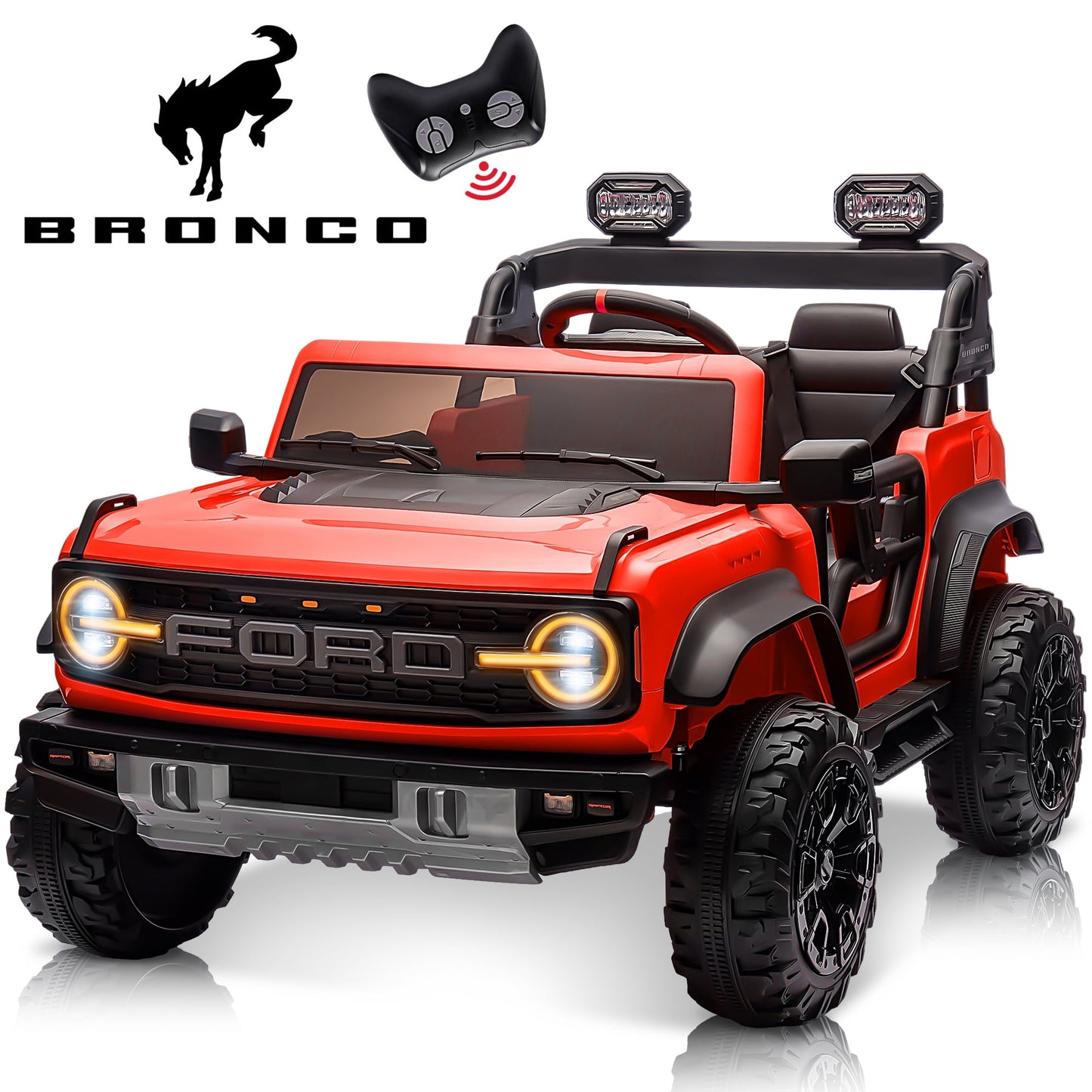 Ford Bronco Raptor 24V Kids Ride on Toys, Battery Powered Ride on Cars 2 Seater with Remote Control, Electric Car for Boys Girls 3-8 w/Bluetooth & LED Headlights
