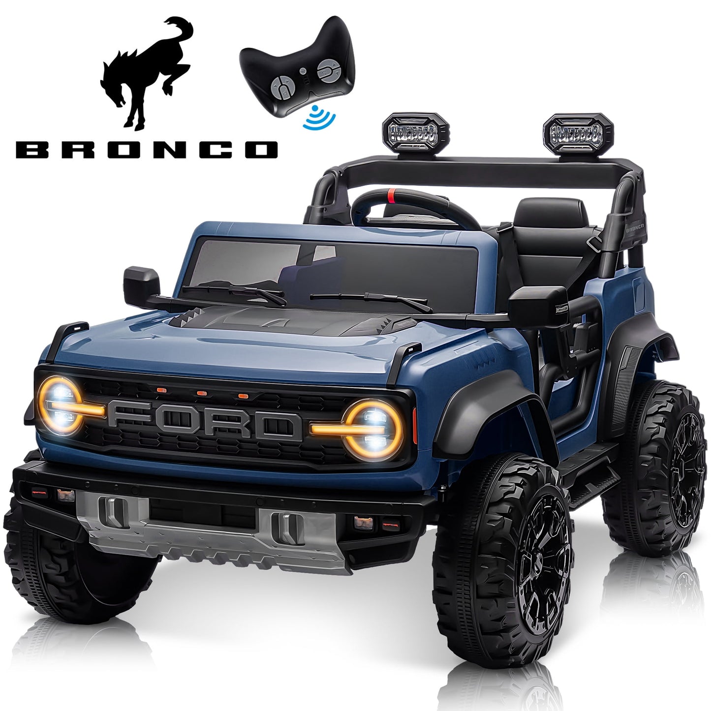 Ford Bronco Raptor 24V Kids Ride on Toys, Battery Powered Ride on Cars 2 Seater with Remote Control, Electric Car for Boys Girls 3-8 w/Bluetooth & LED Headlights