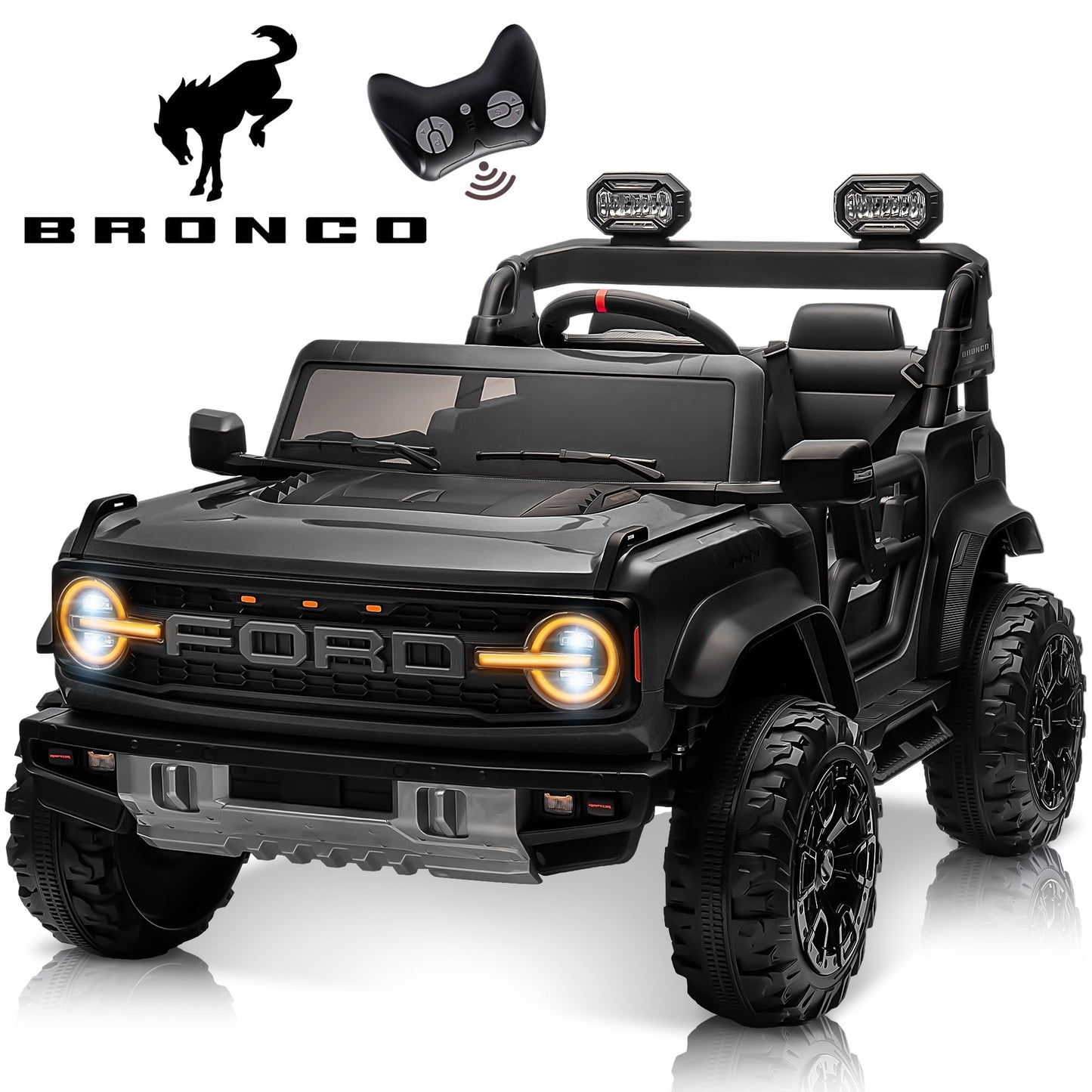 Ford Bronco Raptor 24V Kids Ride on Toys, Battery Powered Ride on Cars 2 Seater with Remote Control, Electric Car for Boys Girls 3-8 w/Bluetooth & LED Headlights