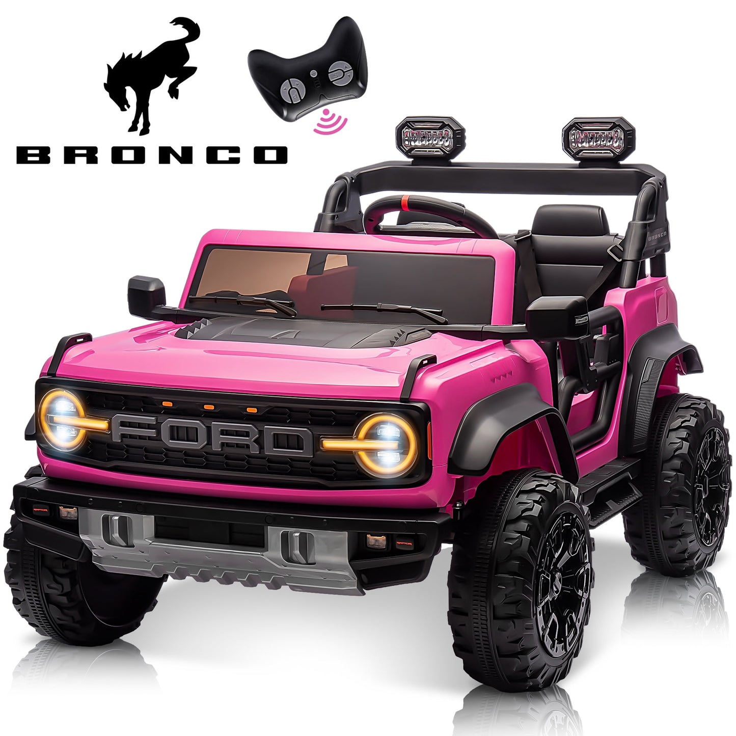 Ford Bronco Raptor 24V Kids Ride on Toys, Battery Powered Ride on Cars 2 Seater with Remote Control, Electric Car for Boys Girls 3-8 w/Bluetooth & LED Headlights