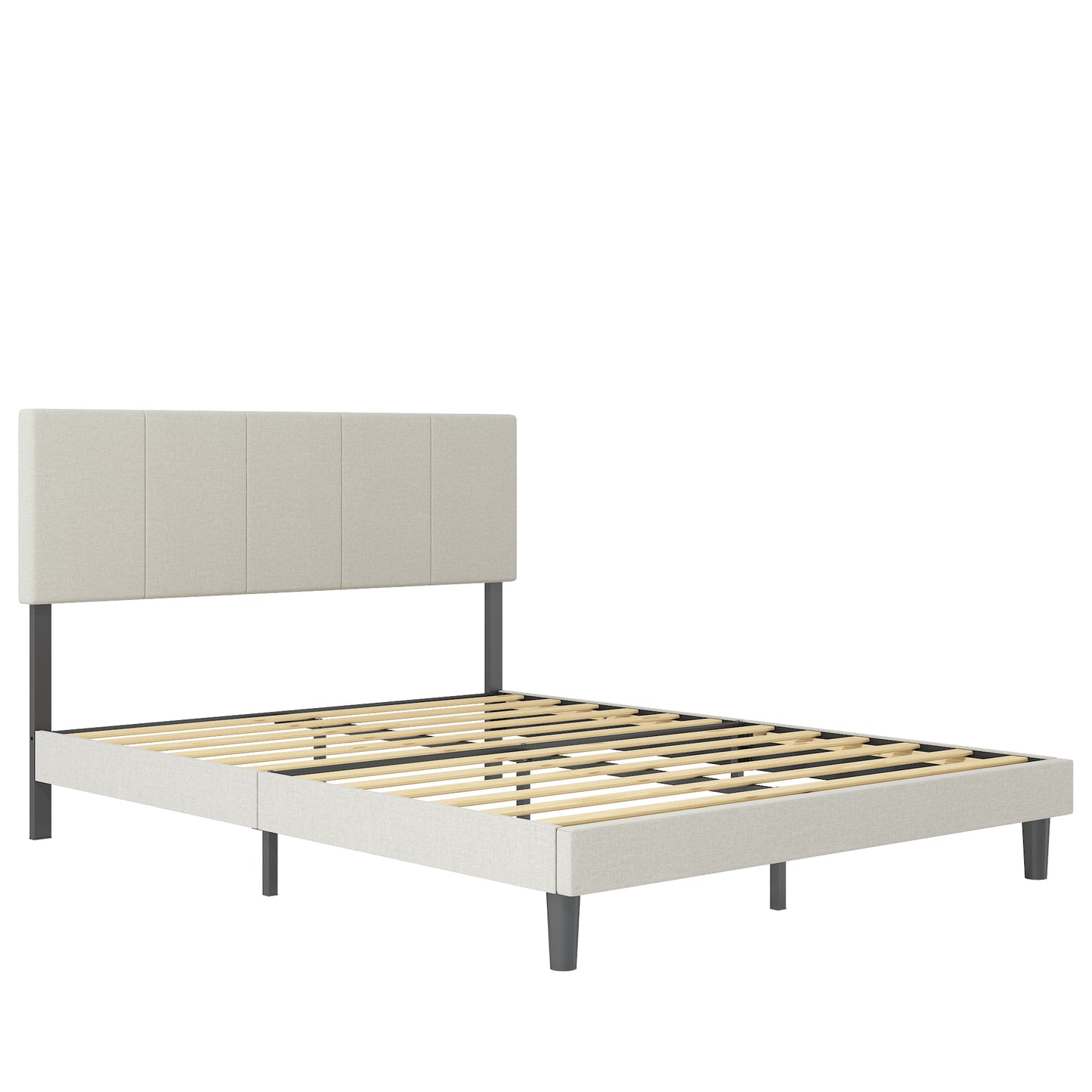 SYNGAR Black Upholstered Velvet Platform Bed Frame Queen Size with Elegant Headboard, Sturdy Frame Bedroom Furniture with Strong Wooden Slat Support, 800LBS Weight Capacity