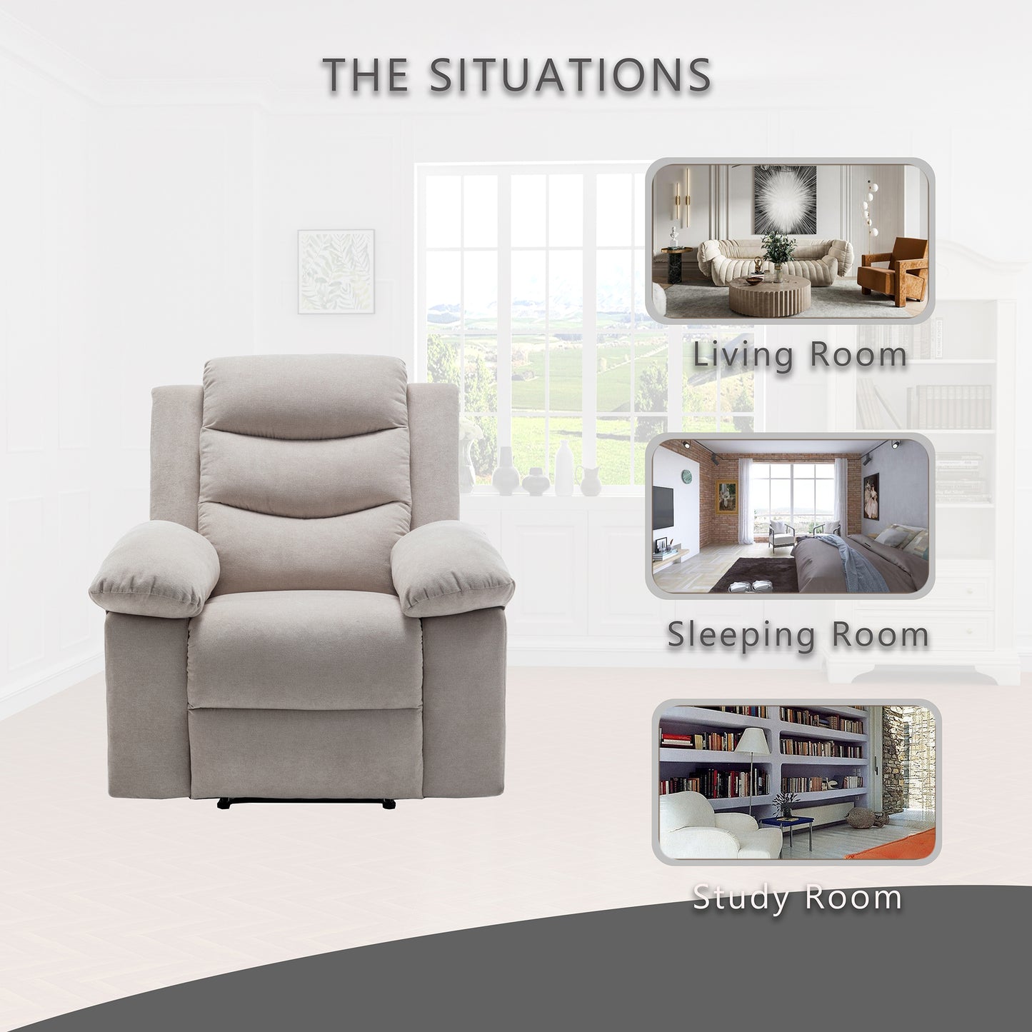 SYNGAR Electric Recliner Chair with Massage and Heating Function, Power Recliner Chair with Remote Control, Side Pockets, Armrest, Recliner Sofa Lounge Chair for Living Room Bedroom, Beige