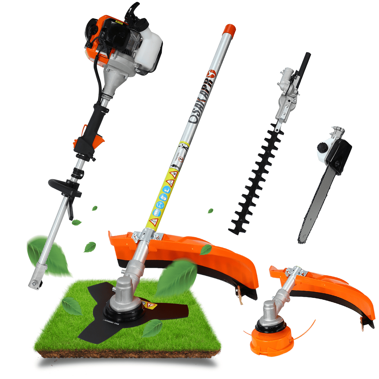 Grass Trimmer Weed Eater, 4 in 1 Gas Powered 2-Cycle String Trimmer with Gas Pole Saw, Hedge Trimmer, Grass Trimmer, and Brush Cutter for Outdoor Home Commercial