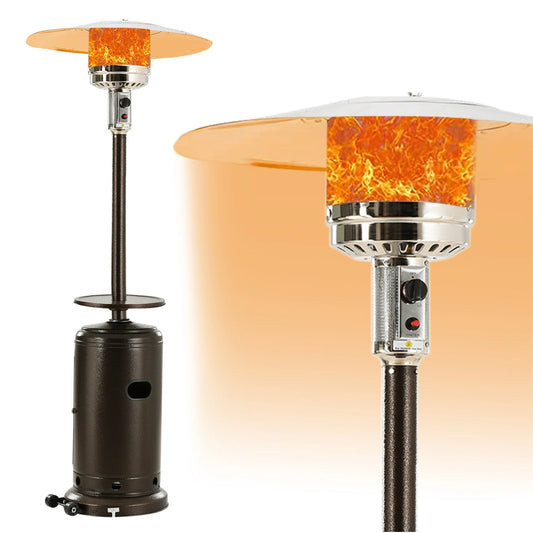 48,000 BTU Outdoor Heater, Freestanding Heater with Wheels and Temperature Adjustable Knob, Heavy Duty Propane Patio Heater for Backyard, Deck, Porch, Commercial & Residential Use, Black, D2794