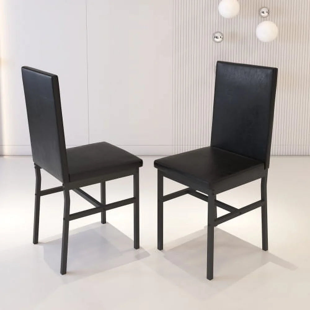 5 Piece Dining Set, Modern Dining Table and Chairs Set for 4, Kitchen Dining Table Set with Faux Marble Tabletop and 4 PU Leather Upholstered Chairs