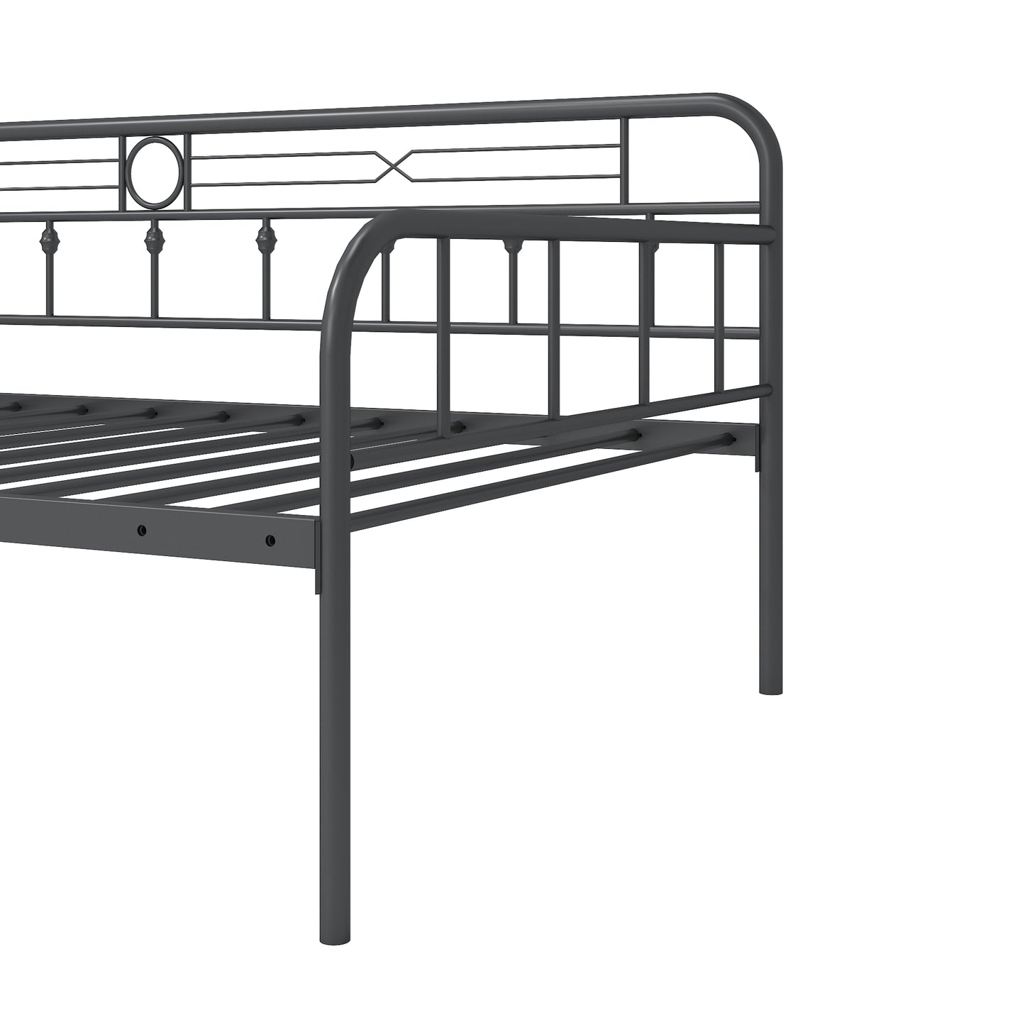 SYNGAR Twin Size Daybed with Pop Up Trundle for Kids Adults, Modern Metal Sofa Bed Platform Bed with Adjustable Trundle Can be Risen as High as Bed, Strong Steel Slat Support, Black