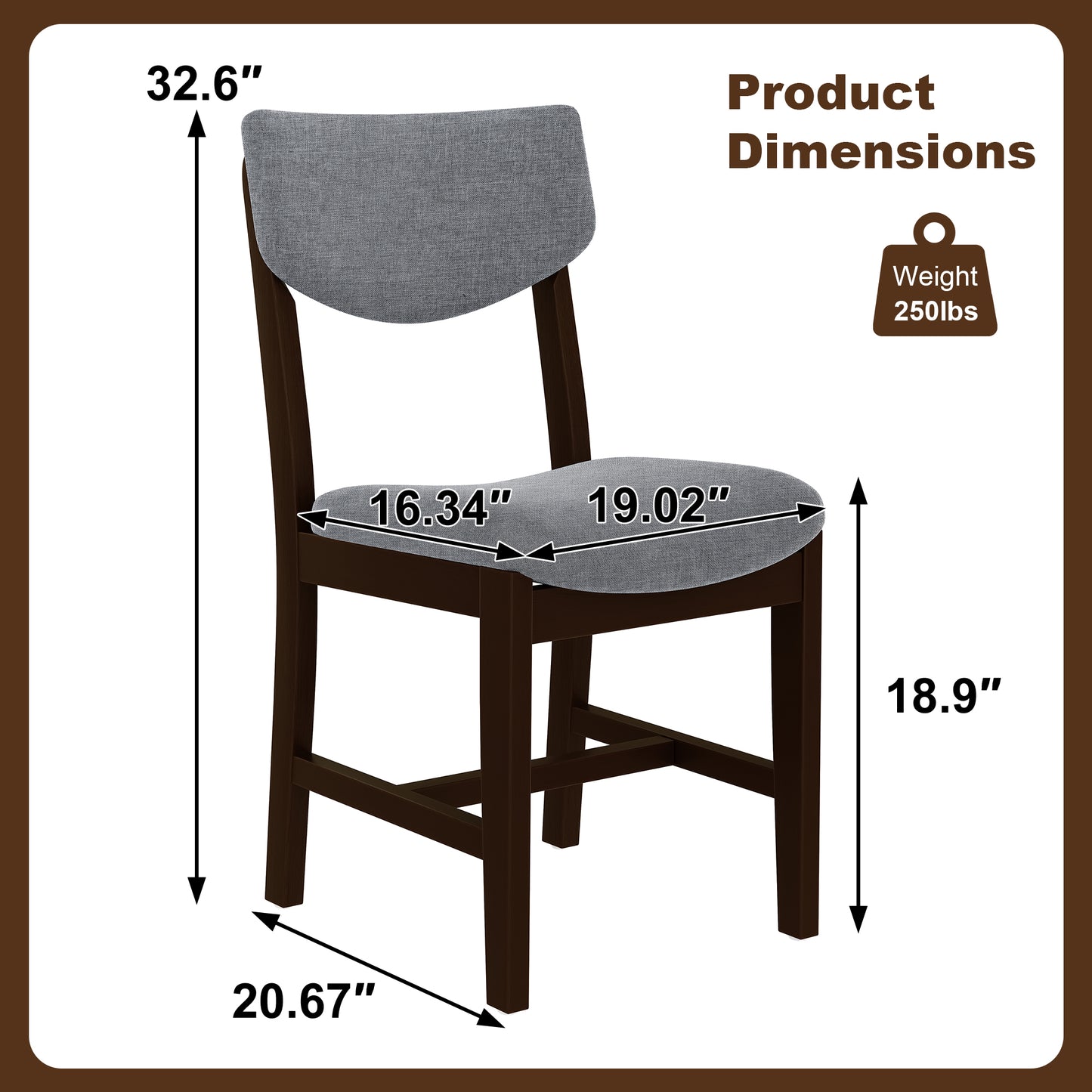 5-Piece Dining Table Set for 4, 47.2 Inch Rectangular Farmhouse Kitchen Table and 4 Upholstered Chairs, Rubberwood Legs, Space-Saving Dining Room Furniture