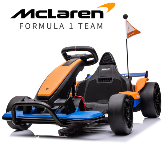 SYNGAR 24V Go Kart for Kids Age 6+, Licensed Mclaren Battery Powered Ride on Car with Safety Belt and Touch Control, ASTM Safety Certified