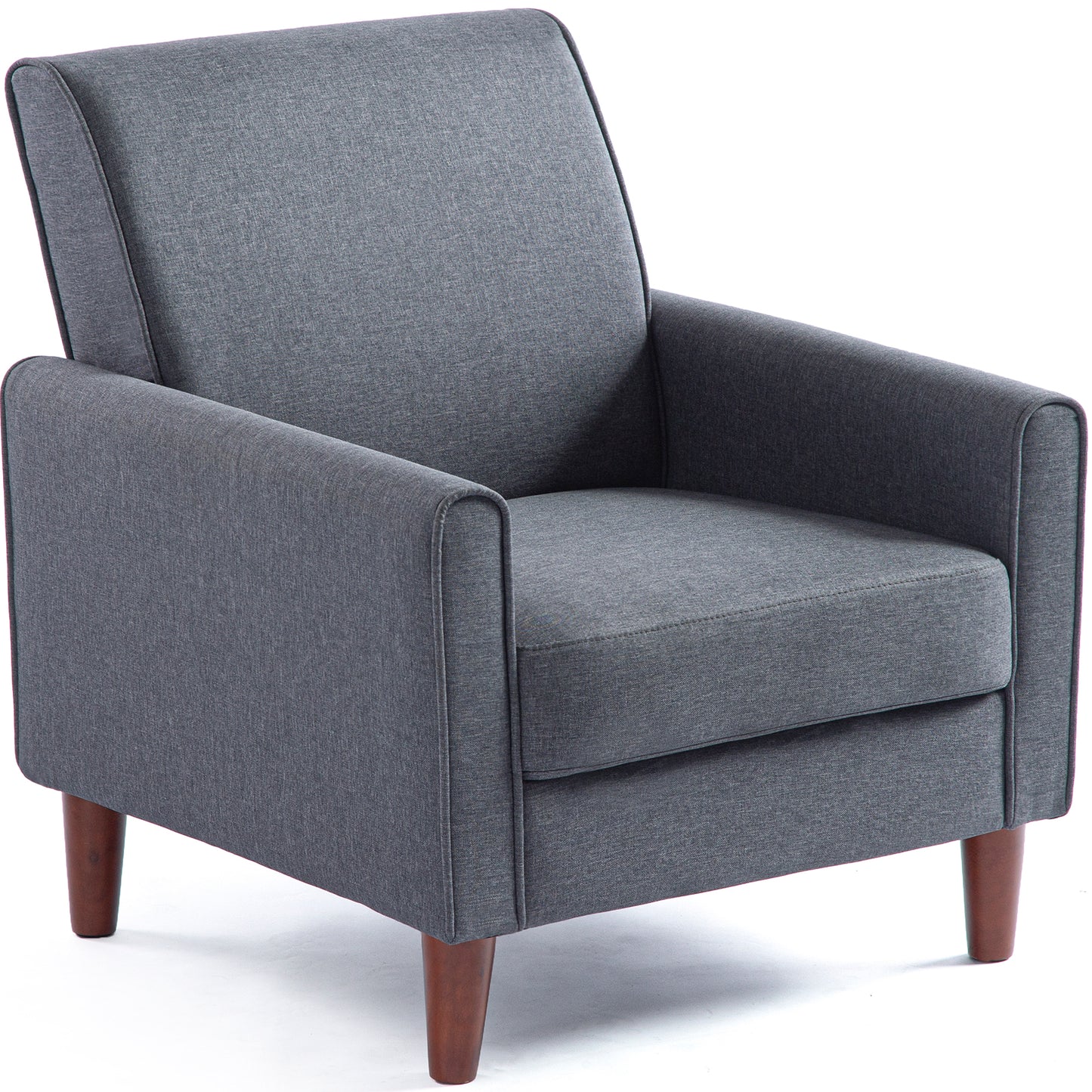 SYNGAR Accent Chair for Living Room, Bedroom Comfy Reading Armchair, Mid Century Modern Arm Chair Soft Linen Upholstered Cozy Side Single Sofa Chair Relaxing Seating, Dark Grey