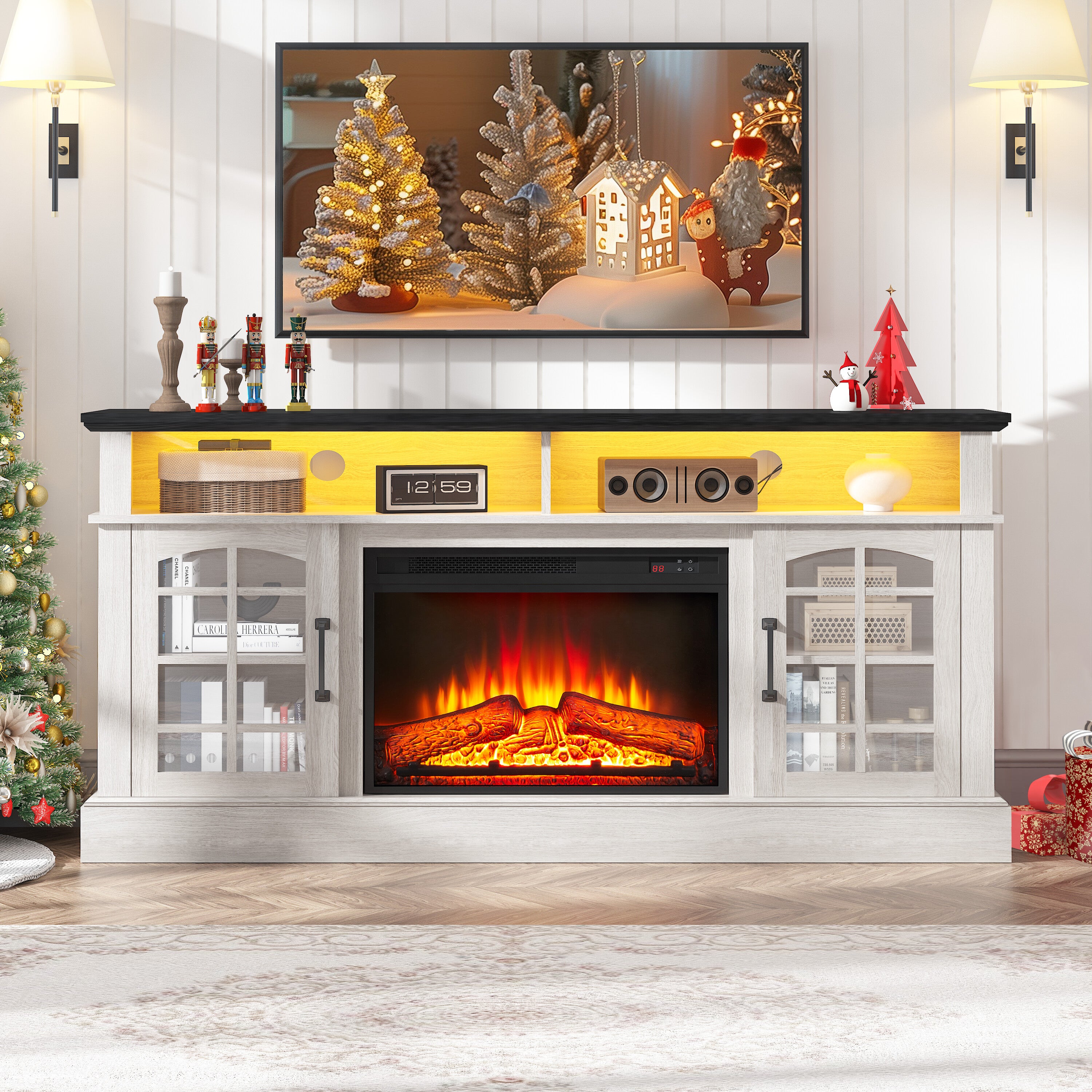 SYNGAR Fireplace Electric TV Stand for 65