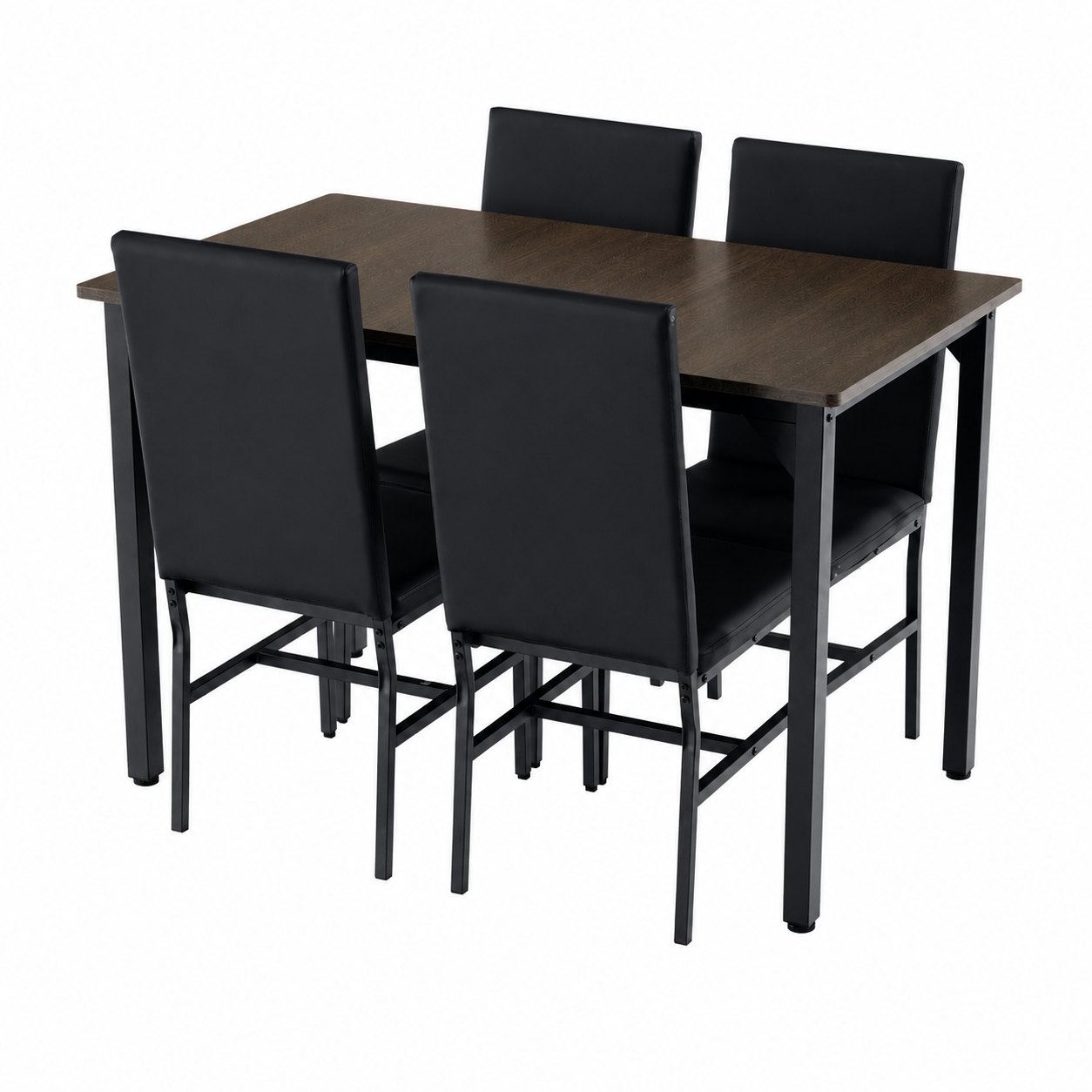 5 Piece Dining Set, Modern Dining Table and Chairs Set for 4, Kitchen Dining Table Set with Faux Marble Tabletop and 4 PU Leather Upholstered Chairs
