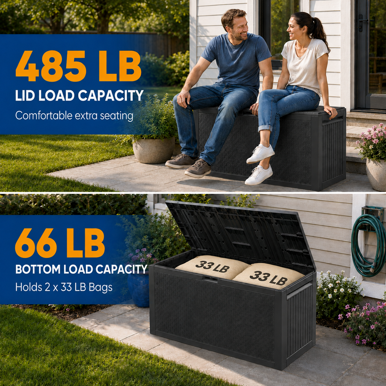 Syngar Resin Deck Box, 90 Gal Outdoor Storage Box, Waterproof Large Patio Lockable Deck Box for Outside Cushions, Pool Accessories, Throw Pillows, Garden Tools, Gray