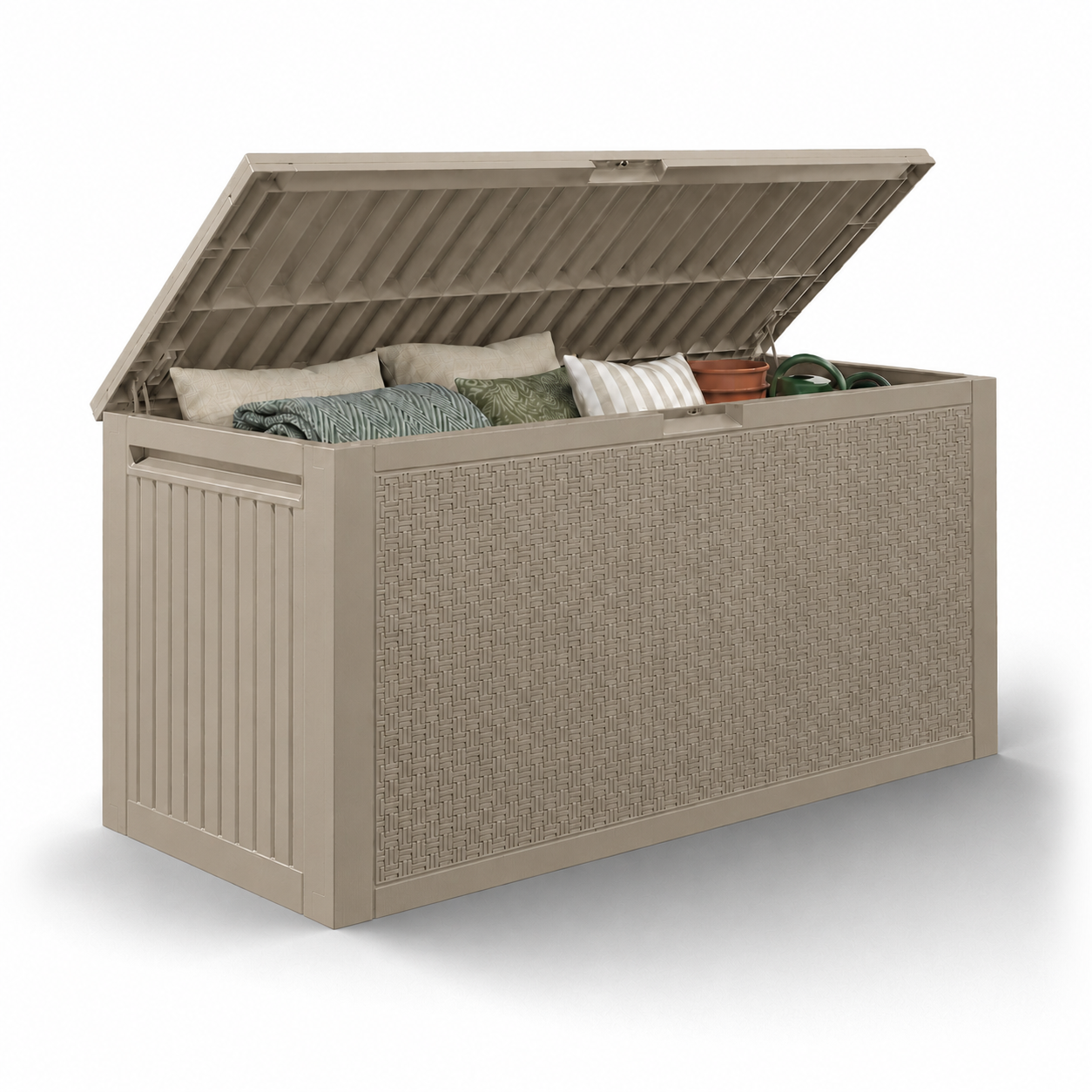 Syngar 90 Gal Deck Box, Resin Storage Box, Waterproof Large Patio Lockable Deck Box for Outside Cushions, Pool Accessories, Throw Pillows, Garden Tools, Black