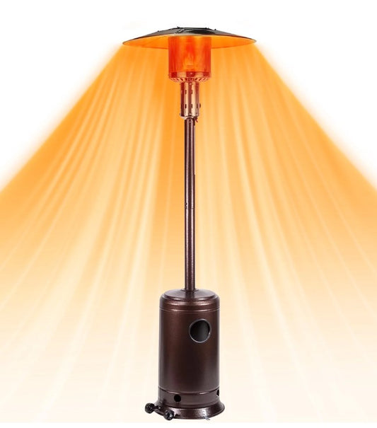 Outdoor Heater, 48,000 BTU Patio Propane Heater, Heavy Duty Outdoor Heater with Wheels and Adjustable Thermostat, Freestanding Patio Heater, Fits for Backyard, Balcony, Deck, Porch, Black