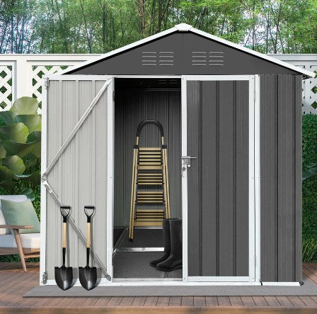 SYNGAR 6' x 4' Outdoor Storage Shed, Metal Garden Shed with Lockable Doors, Tools Storage Shed for Backyard, Patio, Lawn, D9094