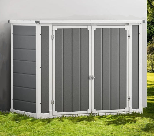 41 Cu.Ft Outdoor Storage Box & Deck Box, 306 Gallon All-Weather Resin Storage Box, Lockable Double Door Shed for Storage of Garden Tools, Pool Accessories and Bikes, Storage Box for Garden, Yard