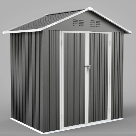 SYNGAR 6' x 4' Outdoor Metal Storage Shed, Garden Shed for Tools, Trash Can, Storage Shed with Lockable Doors, for Backyard, Patio, Lawn, D9096