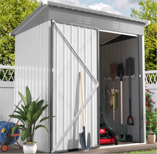 5' x 3' Outdoor Storage Shed, Metal Garden Shed with Single Lockable Door, Tools Storage Shed for Backyard, Patio, Lawn