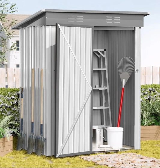 5' x 3' Outdoor Metal Storage Shed, Garden Shed for Tools, Storage Shed with Single Lockable Door, for Backyard, Patio, Lawn, D6643