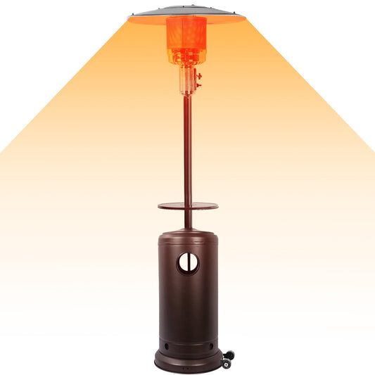 Outdoor Heaters for Patios, 47000BTU Propane Patio Heater with Wheels Safe Auto Shut Off Device for Commercial & Residential, Brown, LJ2744