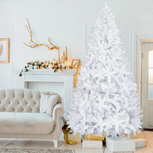 8FT Christmas Trees, Artificial Christmas Tree with Lush 1138 Tips, Outdoor Indoor Christmas Trees for Home Office Shop Decorations, Christmas Decor Xmas Tree with Sturdy Metal Base, White