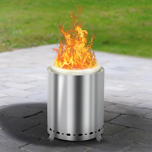 Syngar Fire Pit for Outside, 10 inch Stainless Steel Smokeless Bonfire Wood Burning Fire Pit with Removable Ash Pan, Outdoor Fire Stove for Patio Backyard Party Picnic Camping