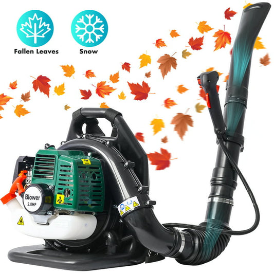 Syngar Leaf Blower with Backpack, Cordless Leaf Blowers for Lawn Care, 52CC 2 Stroke 174MPH 530CFM Gas Powered Blower with Extention Tube for Home Blowing Leaf, Snow Blowing, Dust, Green