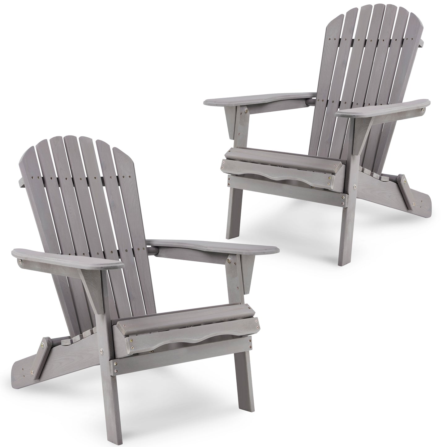Syngar Folding Adirondack Chairs Set of 2, Outdoor Wooden Lounge Chairs with Pre-Assembled Backrest, Wood Accent Furniture Chairs for Patio, Garden, Porch, Poolside, Max 220lbs, Natural & Light Brown