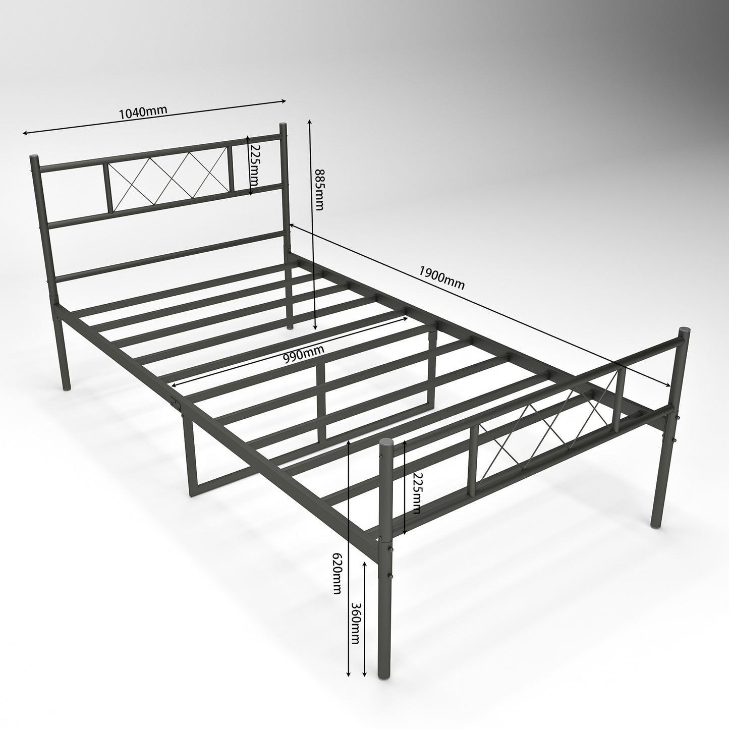 SYNGAR Twin Bed Frames with Headboard and Footboard, Modern Iron Twin Size Bed Frames with 10 Metal Slat, and 14" Under Bed Storage Space, Noise Free, No Box Spring Needed, Black