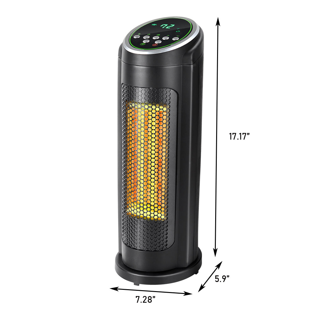 SYNGAR Space Heater for Indoor Use, Fast Heating, Electric & Portable Tower Heater with Thermostat, 1500W Room Heater with 2 Modes, 12H Timer, LED Display, Safe for Office Use, Black