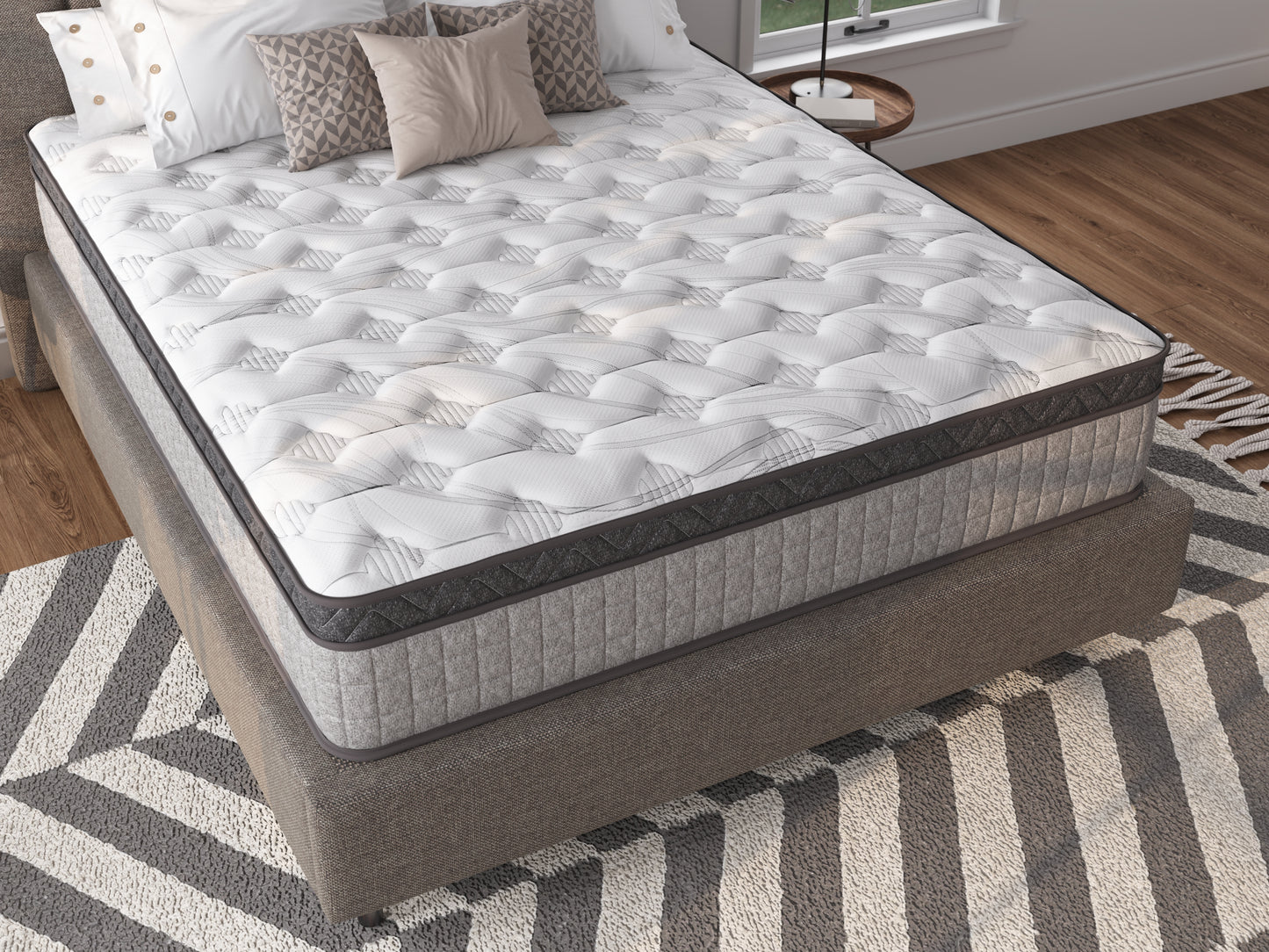 King Mattress 10 Inch, SYNGAR Hybrid Mattress in a Box, Mid-Firm Cooling Gel Memory Foam Mattress with Pocket Spring, CertiPUR-US and Oeko-Tex Certified, Gray