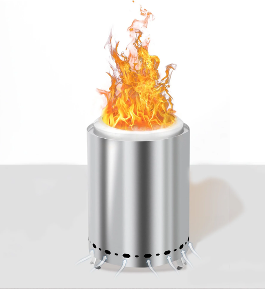 Syngar 10 Inch Smokeless Fire Pit, Outdoor Portable Bonfire Wood Burning Fire Stove with Removable Ash Pan, for Picnics, BBQ, Party, Camping, Stainless Steel