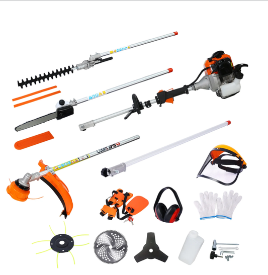 SYNGAR 52CC 2-Cycle Weed Eater, 10-in-1 Gas Powered Full Crank Shaft String Trimmer with Gas Pole Saw, Hedge Trimmer and Brush Cutter, Trimming Tool System for Grass Lawn Garden Yard Care