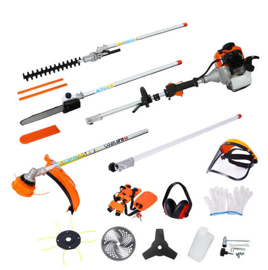 SYNGAR 33CC 2-Cycle Weed Eater, 10-in-1 Gas Powered Full Crank Shaft String Trimmer with Gas Pole Saw, Hedge Trimmer and Brush Cutter, Trimming Tool System for Grass Lawn Garden Yard Care